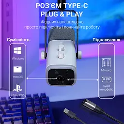Мікрофон динамічний Fifine AM8TW USB/XLR White (AM8TW) - мініатюра 8