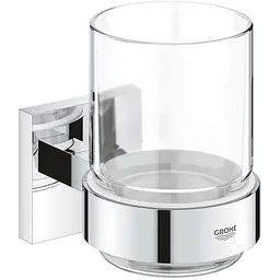 Склянка з тримачем для ванної кімнати Grohe QuickFix Start Cube 41097000 хром
