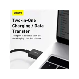 Дата кабель USB 2.0 AM to Lightning 1.0m 2.4A Superior Series Black Baseus (CALYS-A01) - мініатюра 7