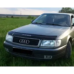 Дефлектор капоту мухобійка Audi C4 100 / A6 1990-1997 Євро кріплення Voron Glass - мініатюра 5