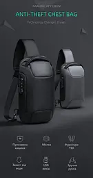 Рюкзак міський Mark Ryden 7116 8л на одне плече, для планшета до 9.7, USB, замок Black (18317) - мініатюра 5