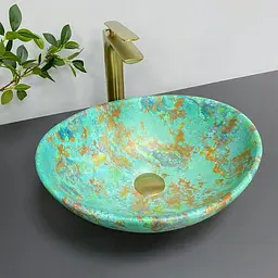 Умивальник VBI Parma marble green matt накладний VBI-011003, Цветной - мініатюра 1