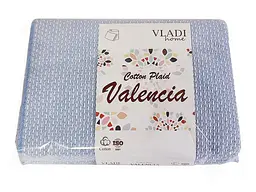 Плед Vladi хлопковый Валенсия No13 Boucle бело-серо-голубой 170x210 двуспальный