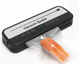 Електричний вакууматор FG-0018 для зберігання продуктів с подвійною функцією вакуумування та запаювання Чорний