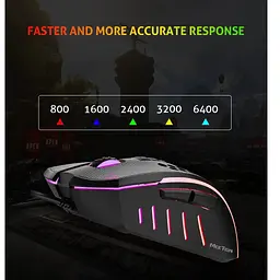 Комп'ютерна миша Mееtion GM015 ігрова оптична провідна 800-6400 DPI 8 кнопок RGB підсвічування чорна - мініатюра 8