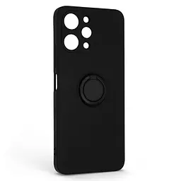 Силиконовый чехол для Xiaomi Redmi 12 4G, Icon Ring, черный, панель-накладка, с кольцом-подставкой на 360°, противоударный, возможность использования магнитных держателей, ArmorStandart (ARM68815)