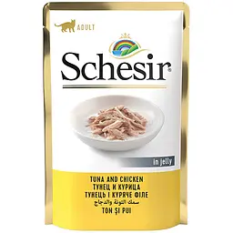 Вологий корм для котів Schesir Tuna and Chicken Тунець з курячим філе в желе