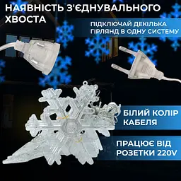 Гірлянда-штора Зірки та сніжинки розмір 3*1 м 12 фігур, синій GarlandoPro 1733062BL - мініатюра 2