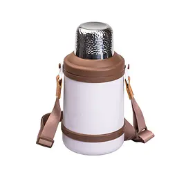 Термос для туризму Vacuum Cup 1,5 л з фліп кришкою та складаними ручками, коричневий Yiwu HP-14-21V - мініатюра 14