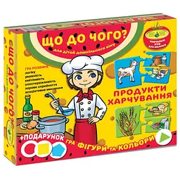 Дитяча розвиваюча гра "Що до чого? Продукти харчування" 87444 укр. мовою