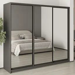 Шафа-купе тридверна MebelStar Комбо BG 3 Дзеркала 240x45x210 см Антрацит (MBS-9254)