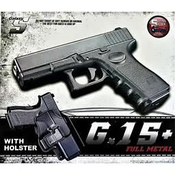 Дитячий пістолет на кульках "Glock 17" Galaxy G15+ метал з кобурою, чорний - мініатюра 3