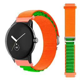 Ремінець для Xiaomi Amazfit GTS 22e34 mini - оранжево-зелений Watchbands NormalCloth Wave ширина кріплення 20мм нейлоновий (W26-7WB59545445) - мініатюра 2
