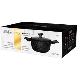 Каструля Bollire Sicilia, з кришкою, чорна, 24 см, 4,5 л (BR-1503) - мініатюра 3