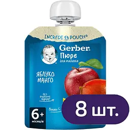 Пюре Gerber Pouch Яблоко и манго 720 г (8 шт. по 90 г)