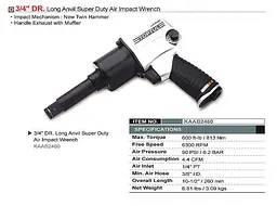 Гайковерт пневматичний 3/4" 813N/m 6300 об/хв. Toptul hoz0009546 - мініатюра 2