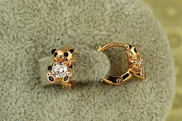 Сережки дитячі Xuping Jewelry ведмежата панди 1 см золотисті - мініатюра 2
