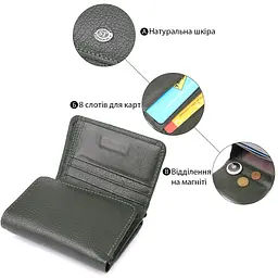Жіночий гаманець компактного розміру з натуральної шкіри ST Leather 23072 зелений - мініатюра 8
