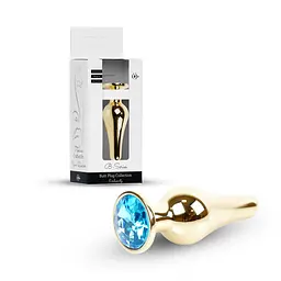 Анальна пробка - Jewellery Gold Long Plug Light Blue - мініатюра 1