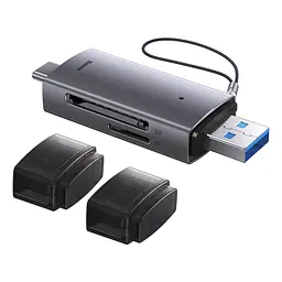 Кардрідер Baseus Airjoy USB-A & USB-C to SD/TF Grey (WKQX060113) [83622] - мініатюра 2