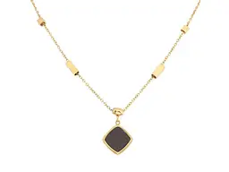 Кольє XUPING нержавіюча сталь 43-47см 14К "Чорний ромб" 1.5-3мм (350246)