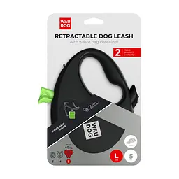 Повідець для собак WAUDOG R-leash з контейнером для пакетів L до 40 кг 5 м чорний (26291) - мініатюра 5