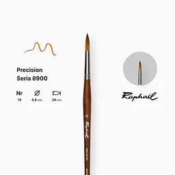 Пензель синтетика кругла Raphael Precision, №10, для акрилу та олії, довга ручка - мініатюра 2