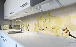 Вініловий кухонний фартух Жовті Орхідеї наклейка для кухні ПВХ Квіти 60х200 см Happy Pocket Z181576 - мініатюра 6