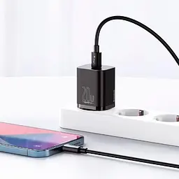 Мережевий зарядний пристрій Baseus Super Si 1Type-C + Cable Type-C to Lightning 20W TZCCSUP-B01 Black - мініатюра 6