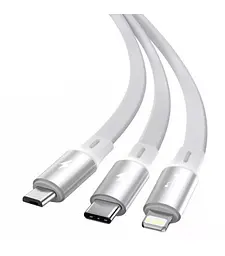 Кабель Baseus Bright Mirror 3-in-1 Cable USB to MicroUSB+Lightning+Type-C 3.5A 1.2m CAMLT-MJ02 white - мініатюра 4