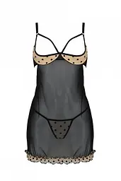 Еротичний пеньюар Passion MARINA CHEMISE, L/XL, beige - мініатюра 3