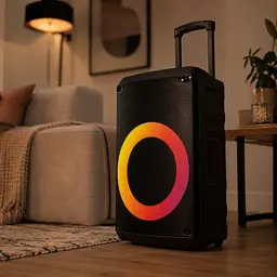 Портативна акустика ZXX-7878 / Акумуляторна колонка з Bluetooth, TWS, FM, USB, SD, RGB-підсвічуванням / Караоке колонка-валіза з 2 мікрофонами та пультом ДУ - мініатюра 4