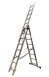 Драбина алюмінієва трисекційна GTM KME308 3x8 сходинок 2.18-4.88м (KME308) (39945)