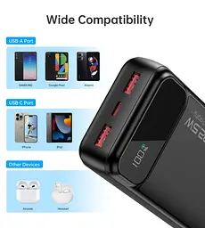 Універсальна мобільна батарея Choetech 20000mAh 22.5W PD, QC3.0 2USB-A+USB-C In/Out Чорний - мініатюра 4