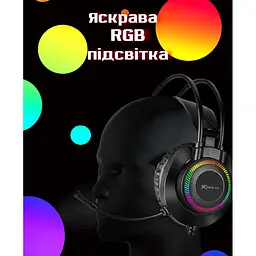 Навушники Ігрові XTRIKE ME Дротові навушники з мікрофоном та RGB підсвіткою , навушники для пк, Чорний
 - мініатюра 3