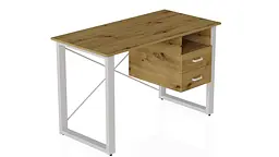 Письмовий стіл із ящиками Ferrum-decor Оскар 750x1400x600 метал Білий ДСП Дуб Артізан 16 мм (FRD-103246)