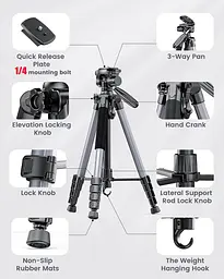 CAMBOFOTO 74"-Camera-Tripod, професійний алюмінієвий штатив/підставка для ніг Бездзеркальна камера/DSLR/Мобільний телефон - мініатюра 3