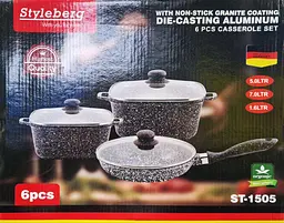 Набір каструль зі сковородою Styleberg ST-1505 6 предметів із гранітним покриттям для всіх плит - мініатюра 9