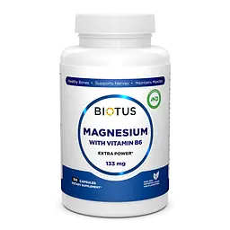 Магній з вітаміном В6, Magnesium with Vitamin B6, 133 мг, 150 капсул Biotus vit0001338