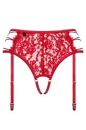 Пояс для панчох Obsessive Rediosa L/XL червоний - мініатюра 3