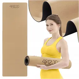Килимок (мат) спортивний 4FIZJO Cork 183 x 61 x 0.4 см для йоги та фітнесу 4FJ0590 (P-5907739319562)