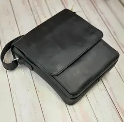 Чоловіча повсякденна шкіряна сумка GS чорна 28*24*7 см (АУ 002 черн) 240 - мініатюра 2