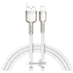 Дата кабель USB 2.0 AM to Lightning 1.0m Cafule Series Metal 2.4A White Baseus (CALJK-A02)