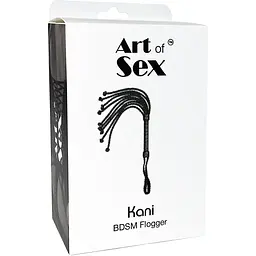 Ажурний батіг Кішка з екошкіри Art of Sex - Kani, колір чорний - мініатюра 4