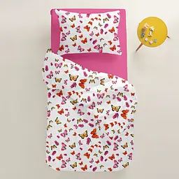 Дитяча постільна білизна в ліжечко BUTTERFLY, червоний (ButterfliesYellowRed_36Candy_140) - мініатюра 2