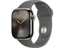 Смарт-годинник Apple Watch Series 10 GPS + Cellular 46mm Natural Titanium Case w. Stone Grey Sport Band - M/L (MWYA3)