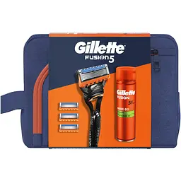 Подарунковий набір для чоловіків Gillette Fusion5: бритва + змінні катріджі 4 шт. + гель для гоління 200 мл + дорожня косметичка - мініатюра 2