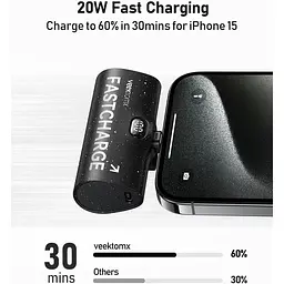 Портативний зарядний пристрій Veektomx Mini USB C 5000 мАг 20 Вт PD & QC 18 Вт - мініатюра 4