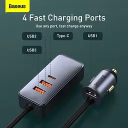 Автомобільний подовжувач зарядний BASEUS Share Together PPS multi-port with cord 4usb - мініатюра 5
