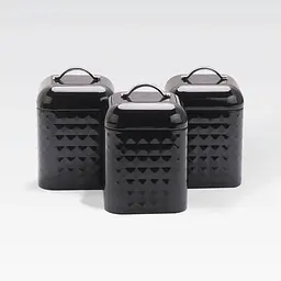 Набір металевих ємностей Maestro MR-1676-3S-BLACK для чаю кави та цукру Комплект з трьох баночок 900мл